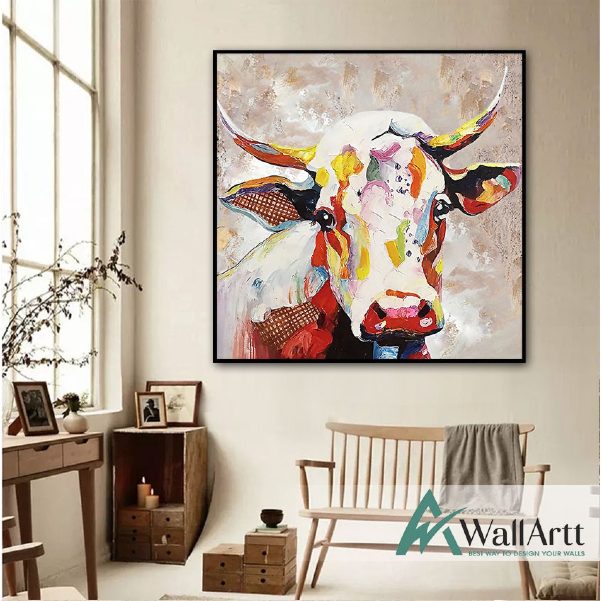 Sad Cow 3D Heavy Textured Partial oil Painting